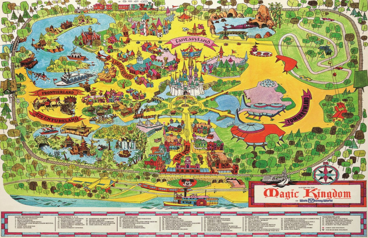 Mid-70s Magic Kingdom Map 11x17 Poster Print WDW Disney
