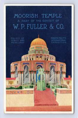 Art Deco Moorish Temple WP Fuller PPIE Mining Advertising Exhibit Postcard 1915