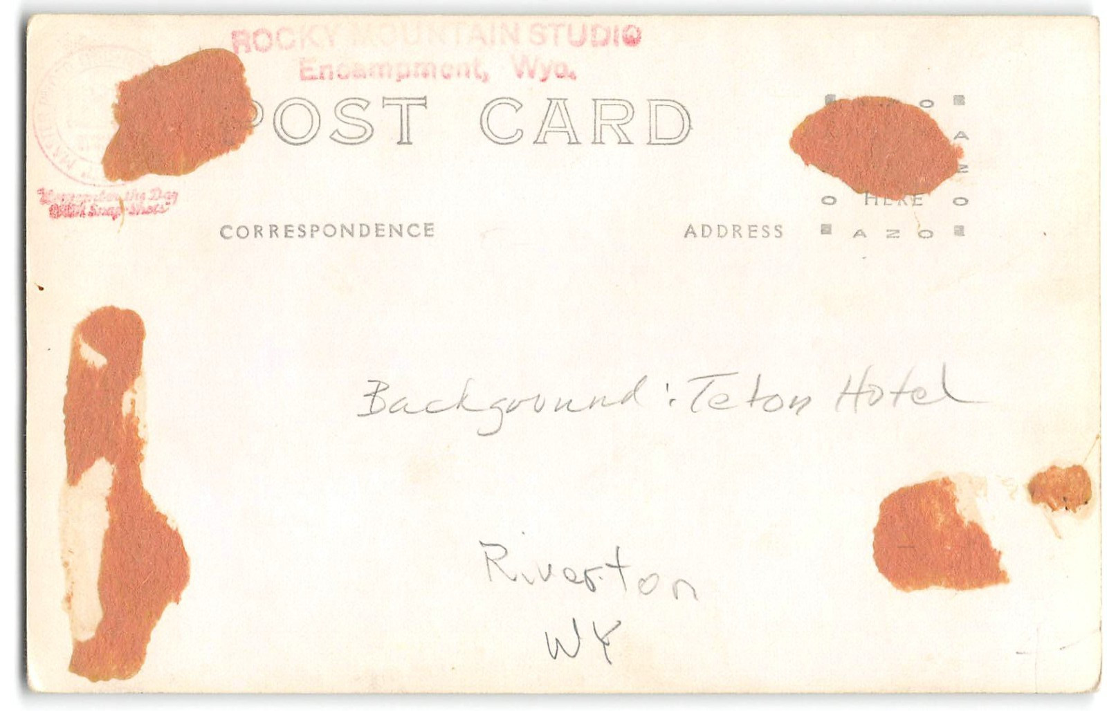 RPPC Teton Hotel, Riverton, Wyoming Encampment, WY 1930s Vintage Photo Postcard