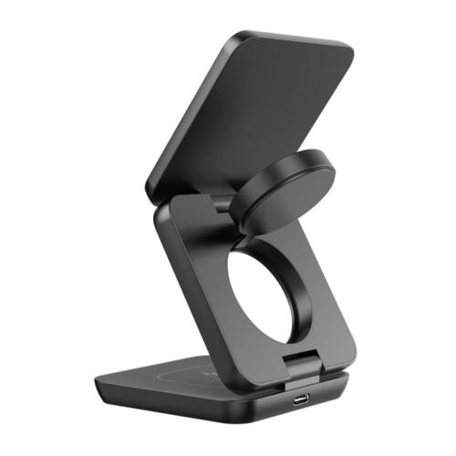 3 in 1 Wireless Foldable Travel Charging Station Stand Magnetic Adjustable B5E6 - Foto 1 di 14