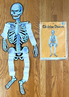 Vintage Beistle Halloween Skeleton Dancer Honeycomb Double Sided Cut Out 1985