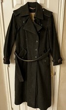 Vintage Cortefiel Womens Double Breasted Green Wool Overcoat Size 10