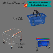 Stainless Steel Basket Stacker with Wheels | Stand for 22L to 28L Plastic Basket