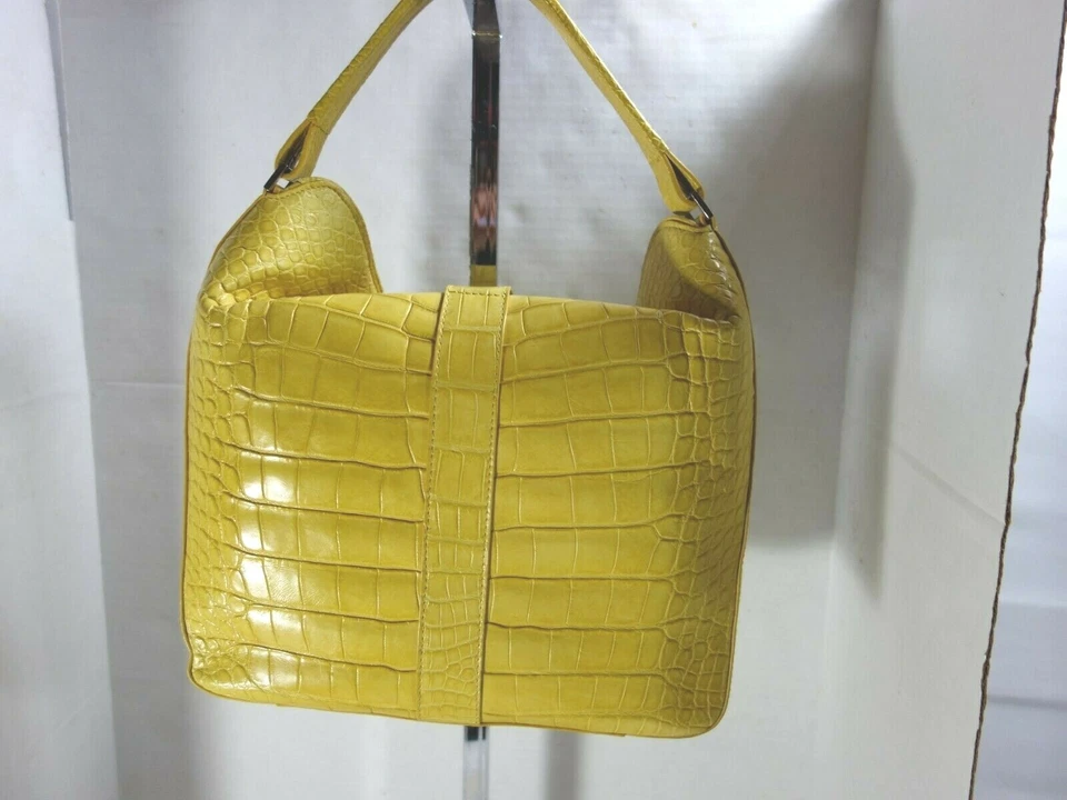 LAMBERTSON TRUEX YELLOW Genuine Alligator HOBO,  FLAP Bag  - Image 4 of 4