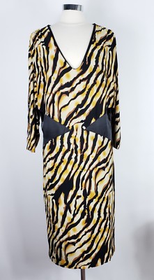 QUEEN GRACE Dress Plus Size 24 Womens Gold Black Animal Print Jersey Sheath New