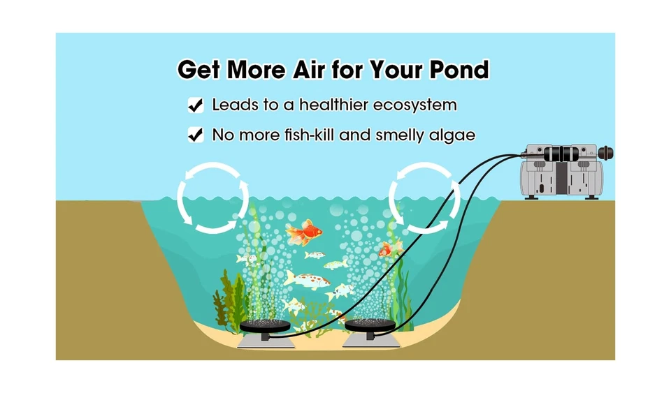 HQUA PAS20 Pond & Lake Aeration System for Up to 3 Acre, 3/4 HP Compressor + ... - Image 2 of 4