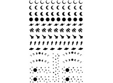 Celestial Bits 0.25 to 1.25 Inch Black Fused Glass Decals