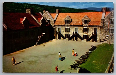 Postcard Place d'Armes West & South Barracks Museum Fort Ticonderoga N.Y.   G 4
