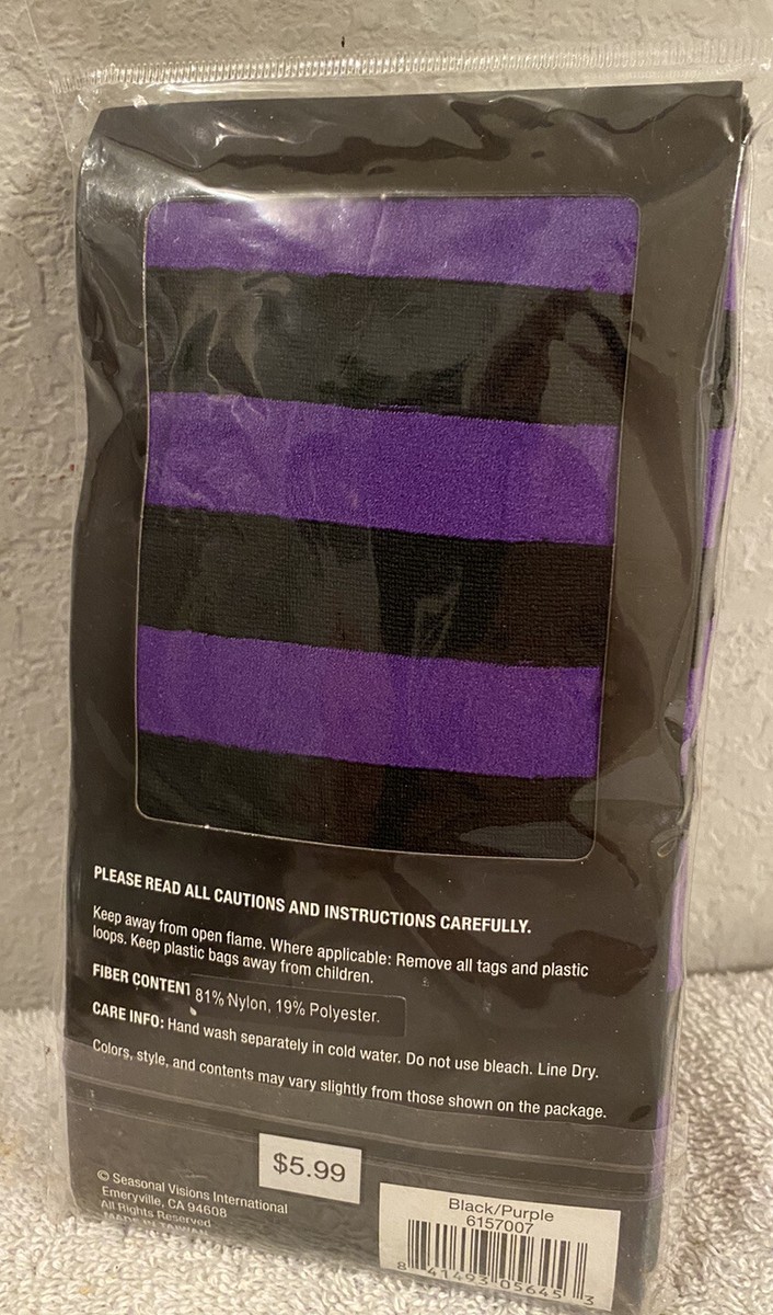 【サンクス様】 Black/Purple Striped Adult Tights, Ages 14+ One Size, Halloween