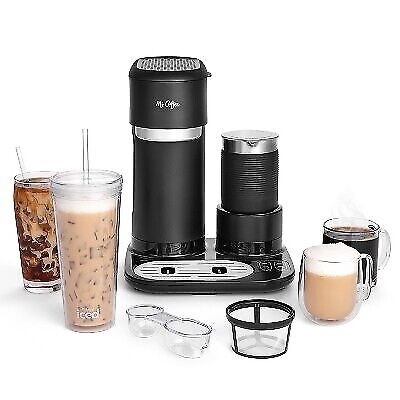 Mr. Coffee Latte Iced And Hot Coffee Maker 4-in-1 Single Serve With Milk Frother