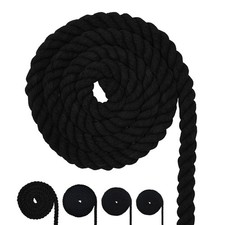 Cotton Rope Black Cotton Cord 3 Strand Twisted Macrame Cord Black 20mm x 32 Feet