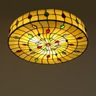 Tiffany Style Vintage Stained Glass Flush Mount Ceiling Light Pendant Lamp
