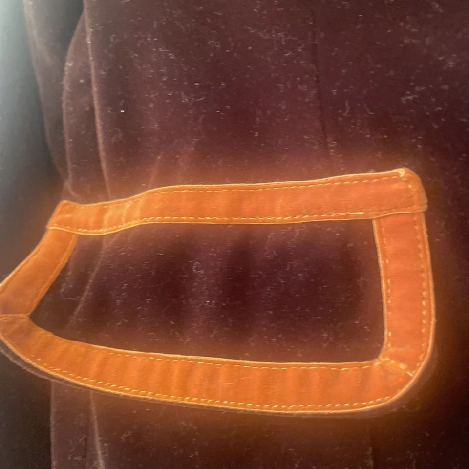 Chaqueta Estilo Fumar Terciopelo Marrón/Naranja De Colección Bolsillo Interior Sedoso Talla S/M Foto 3 de 4