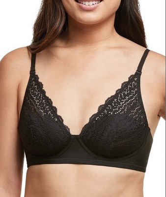 MAIDENFORM Pretty Lace Wireless Womens Padded Bra Black Size 2XL