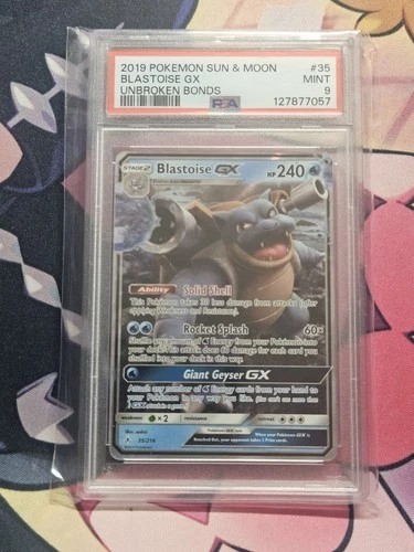 2019 Pokémon Unbroken Bonds #35 Blastoise GX PSA 9 Mint