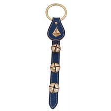 Belsnickel Sailboat Charm Blue Leather Sleigh Bell Door Hanger Made in USA