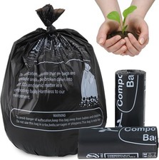 Compostable Bin Liners Portable Toilet Bags 20Liter Extra Thick 0.87 Mils Black 