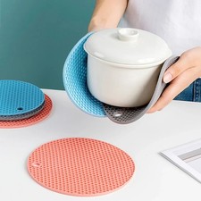 Pot Holder - Round Silicone Kitchen Mat & Coffee Cup Coaster - Anti-Slip Design