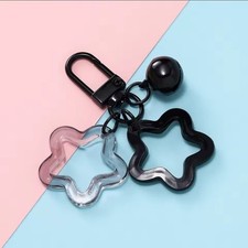 Hollow Star Black And Clear Charm Pendant Bell Acrylic Beads Keychain Bag