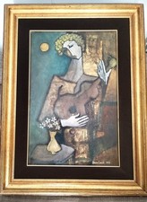 BRUNO LANDI (1941) - FIGURA DI DONNA - Olio su tela 40 x 60 - 1976