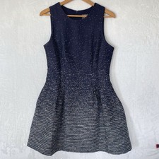 Vince Camuto Fit Flare Jacquard Dress Metallic Sparkle Holiday Party Size 12