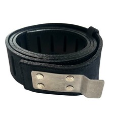 CLAUDE MONTANA - 1990s Black Leather Hook Belt, Waist 35