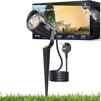 HIBOITEC 7W Gartenleuchten mit 1,5m Kabel, 600LM Außenleuchten netzbetrieben, 27