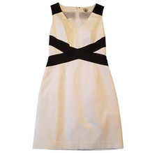 Worthington Black White Dress Size 10 Sleeveless Sheath Lined Zip Up Event Date