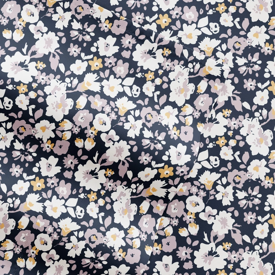 4 PC Spring Florals Bed Sheets Patterned Microfiber Soft Bedding Kaycie Gray - Image 4 of 4