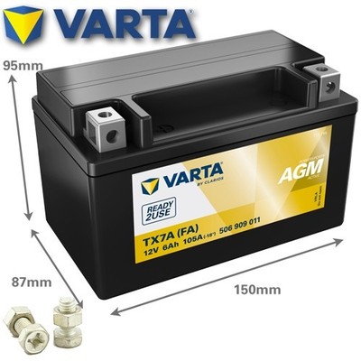 Batterie für Adly / Herchee Noble 125 2007 VARTA TX7A / YTX7A-BS AGM Active