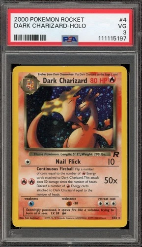 Pokemon Dark Charizard Team Rocket Unlimited Holo Rare #4 PSA 3
