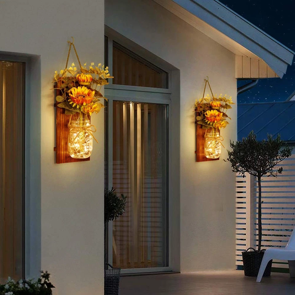 Sunflower Wall Sconces Set of 2 with Remote Control & LED Lights - Image 3 of 4