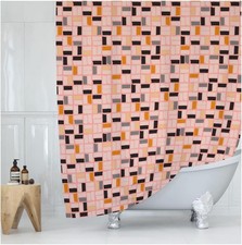 Pink Mid Mod Shower Curtain, Square Abstract 72"W x 72"L Pack of 1 , Midmod