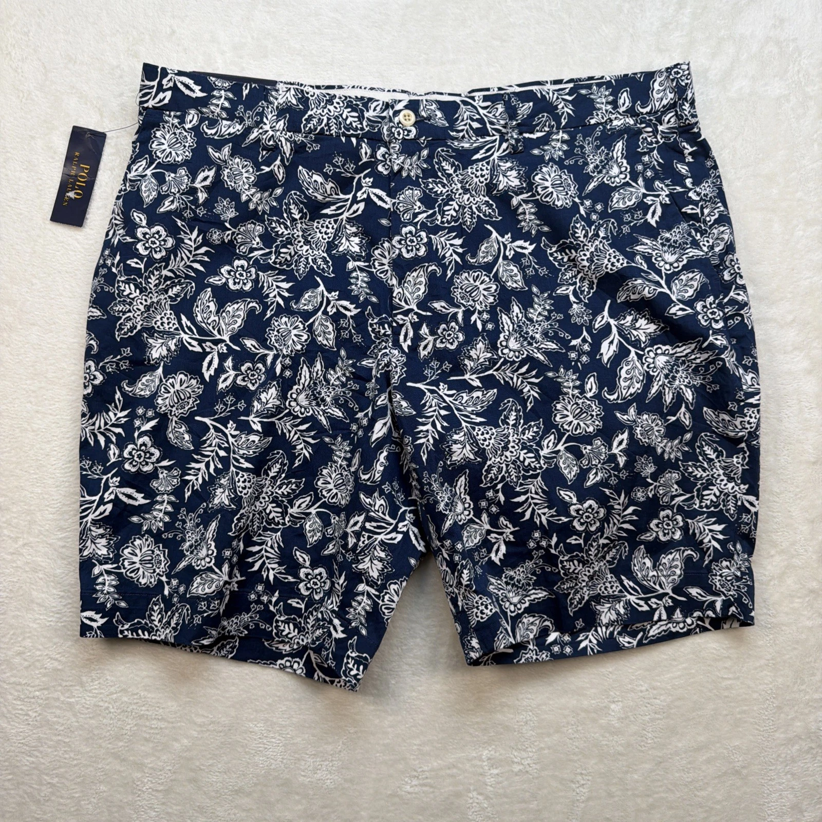 Polo Ralph Lauren Shorts Mens 40 Stretch 9 Inch Blue Floral Chino Classic Fit
