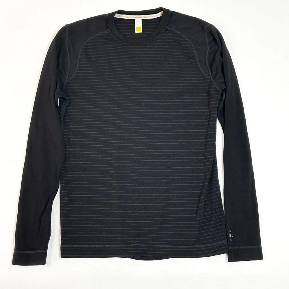 Smartwool Thermal Shirt Mens 100% Merino Wool Base Layer Long Sleeve Black Large