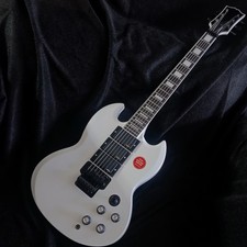 White SG Electric Guitar Black Hardware HHH Pickups FR Bridge Rosewood Fretboard