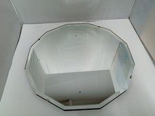 Vintage Art Deco Bevelled Wall Mirror 40cm Dodecagon Frameless 1940's