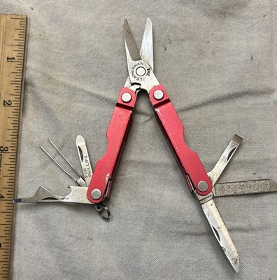 Vintage Leatherman Micra Multi-Tool Knife, Scissors Red Good Cond