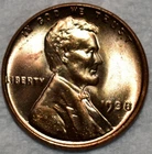 Gem Uncirculated 1938-P Lincoln Cent, Cartwheeling, Full-Red Blazer.