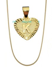 18K Yellow Gold Filled Tarnish-Resist Alphabet Letter "K" Heart Pendant Necklace