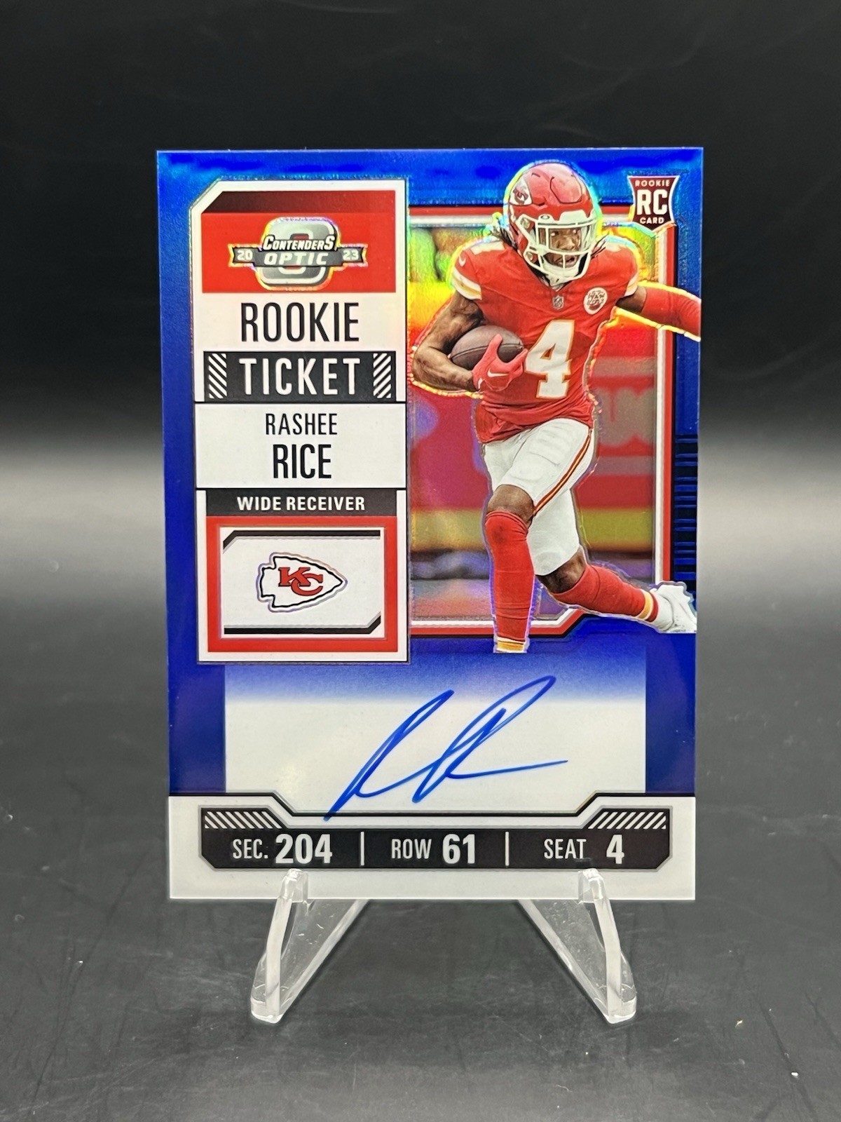 Rashee Rice 2023 Contenders Optic Blue Rookie Ticket Auto /75