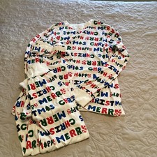 Carters Adult Size XL Christmas Merry Happy Xmas Sleepwear 2 Piece Pajamas EUC