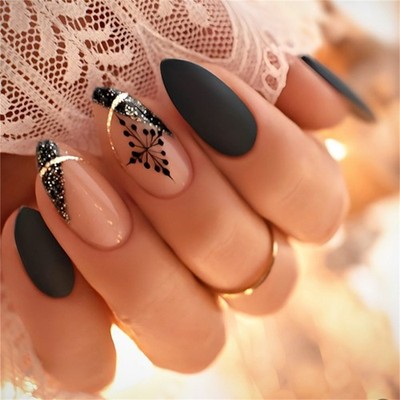 24 Pcs Glittering Artificial Nail Christmas False Nail Snowflake Press On Nail