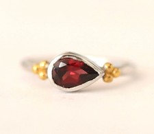 Garnet Teardrop Ring, 925 Sterling Silver Birthstone Ring, Gemstone Ring
