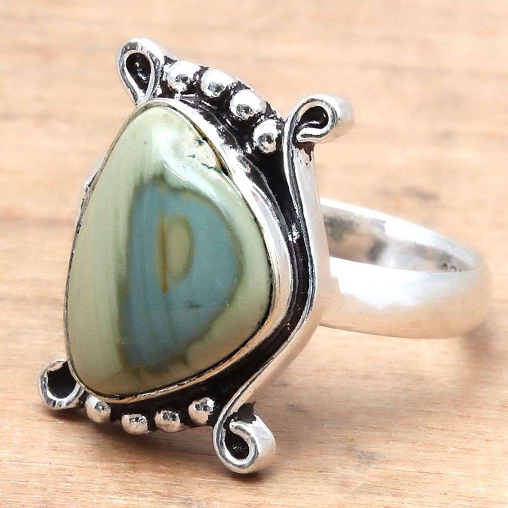 Imperial Jasper Gemstone Handmade Silver Jewelry Size 8