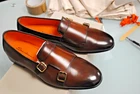 SANTONI DOUBLE BUCKLE AUTHENTIC LEATHER SIZE 42.5 850.00 CART. SAN-26L05