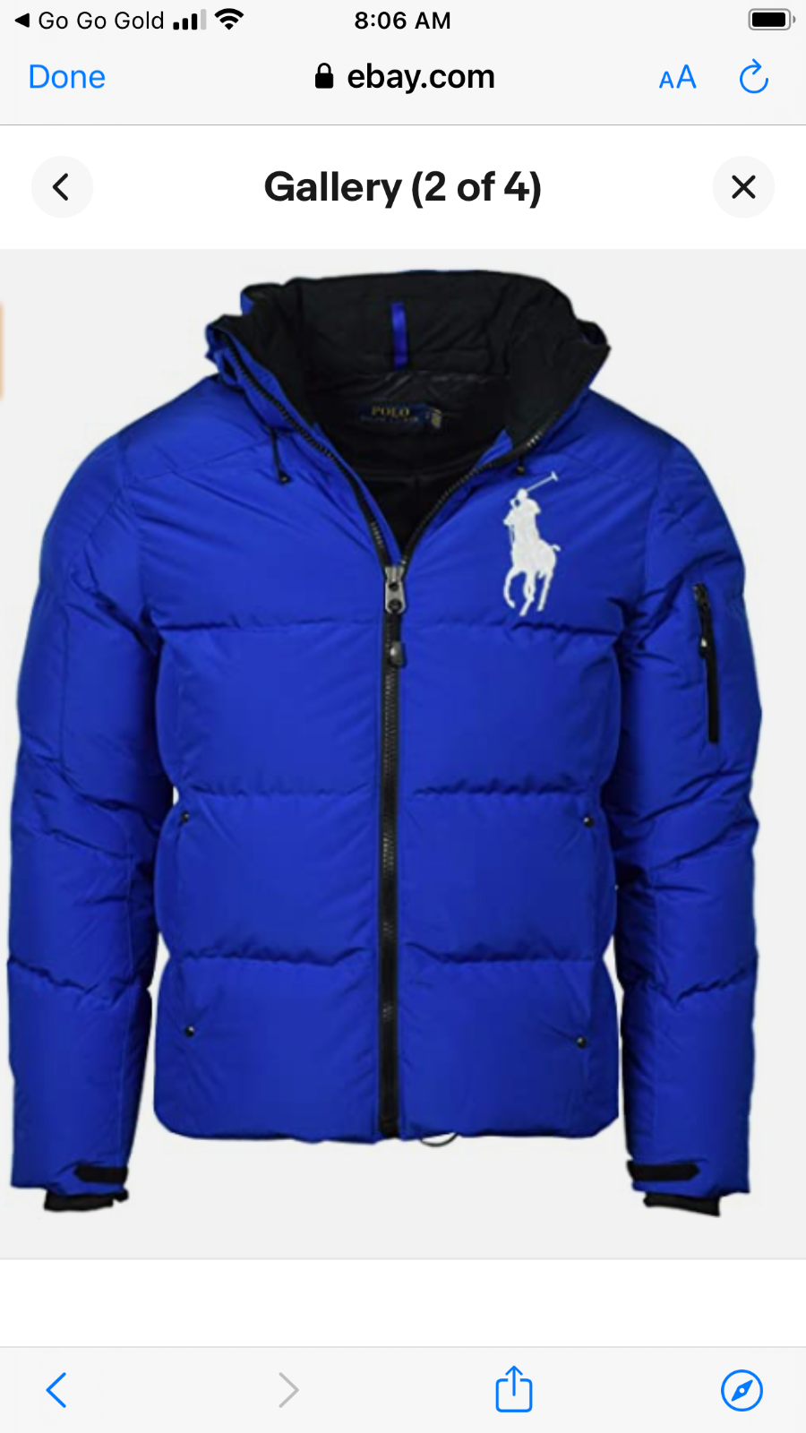 Polo Ralph Lauren Mens Royal Blue Big Pony Hooded Down Puffer Jacket Coat NWT
