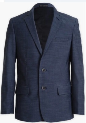 Calvin Klein Big Boys Suit Jacket Teens Size 16 Med Blue Plain Weave NWT $110