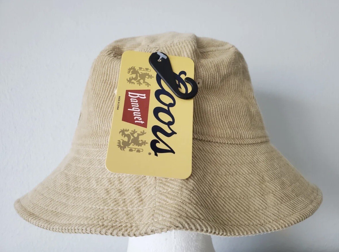 NEW Mad Engine Coors Banquet Beer Tan Corduroy Bucket Hat 