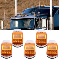 5Pcs 17 LED 24V Amber Cab Roof Top Clearance Marker Running Warning Light